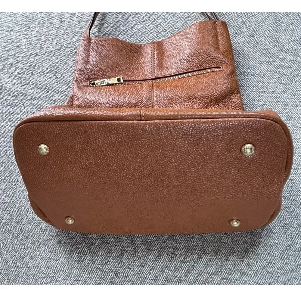Kattee Classic Brown Leather Shoulder Tote Bag